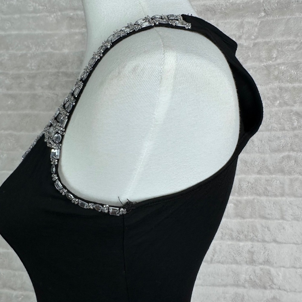 CERES Black Rhinestone Embellished Tank Top Racerback Women's Size L - Picture 6 of 8
